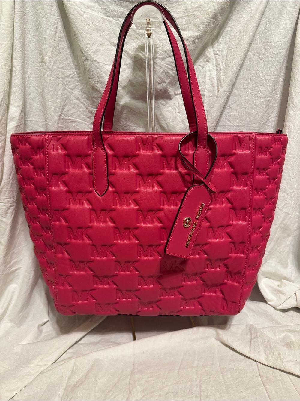 Michael Kors Hot Pink Embossed MK Tote